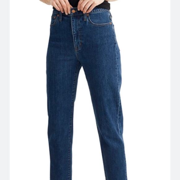 Madewell High Rise Tapered Crop Dark Wash Jeans - Picture 2 of 9